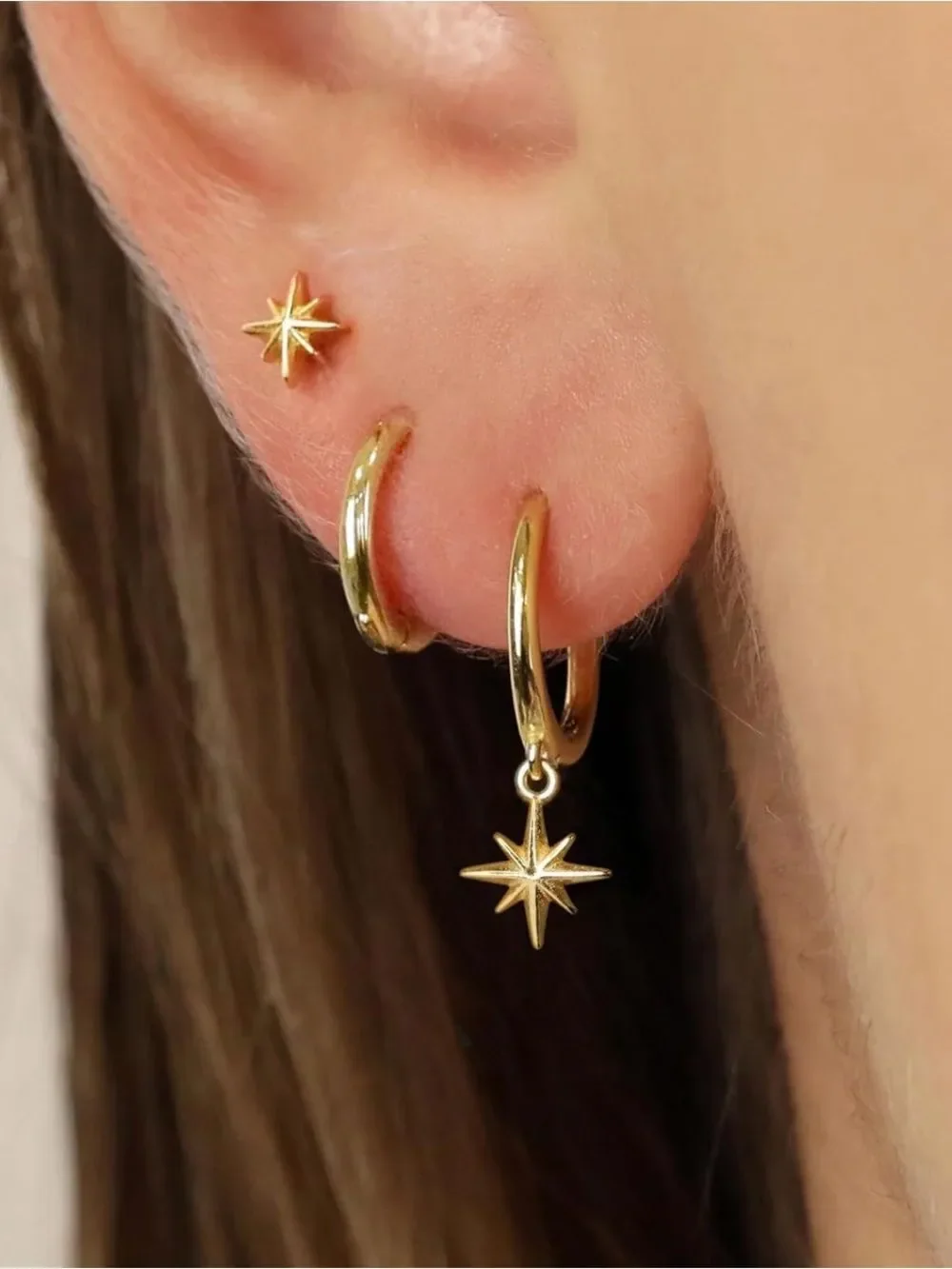 NEW 14K Gold Plated Hypoallergenic Dangle Huggie Hoop Earrings